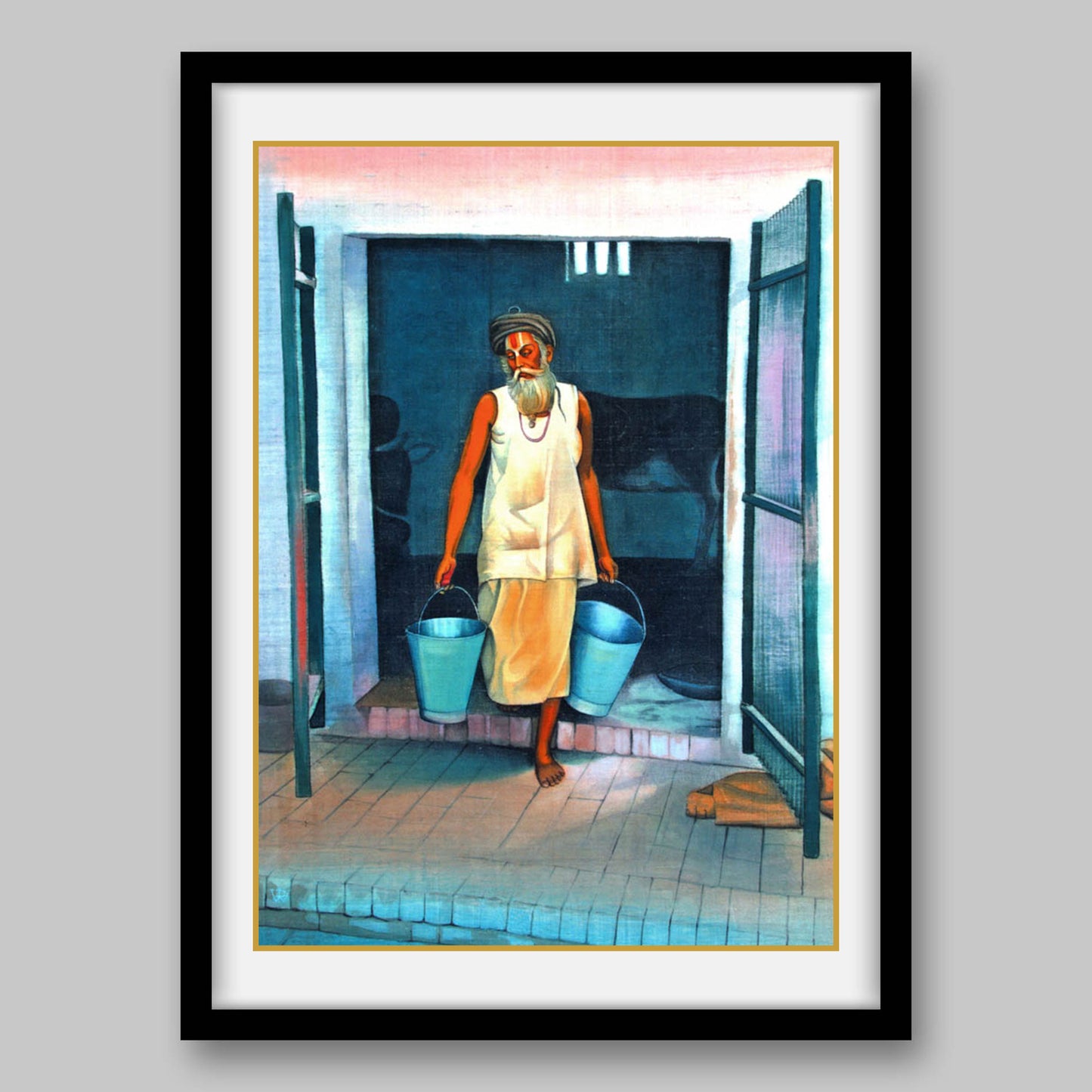 Sadhu with Buckets - High Quality Print of Artwork by Pieter Weltevrede