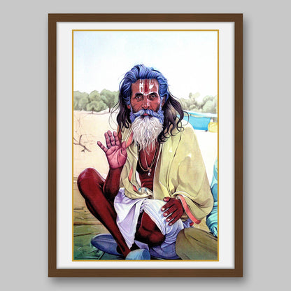 Sadhu Sitting Down - High Quality Print of Artwork by Pieter Weltevrede