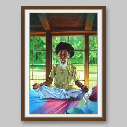 Sadhu Sitting in Lotus Pose - High Quality Print of Artwork by Pieter Weltevrede