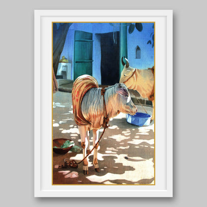 Sacred Calf and Cow - High Quality Print of Artwork by Pieter Weltevrede
