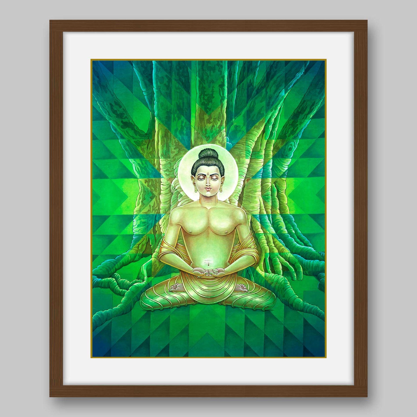 Gautam Buddha Meditating under Bodhi Tree to Attain Enlightenment – High Quality Print of Artwork by Pieter Weltevrede