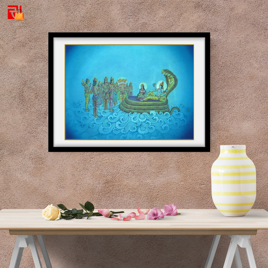 Devas appealing to God, Vishnu – High Quality Print of Artwork by Pieter Weltevrede