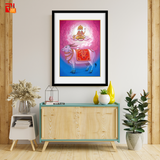 Kamdhenu and Brahma - High Quality Print of Artwork by Pieter Weltevrede