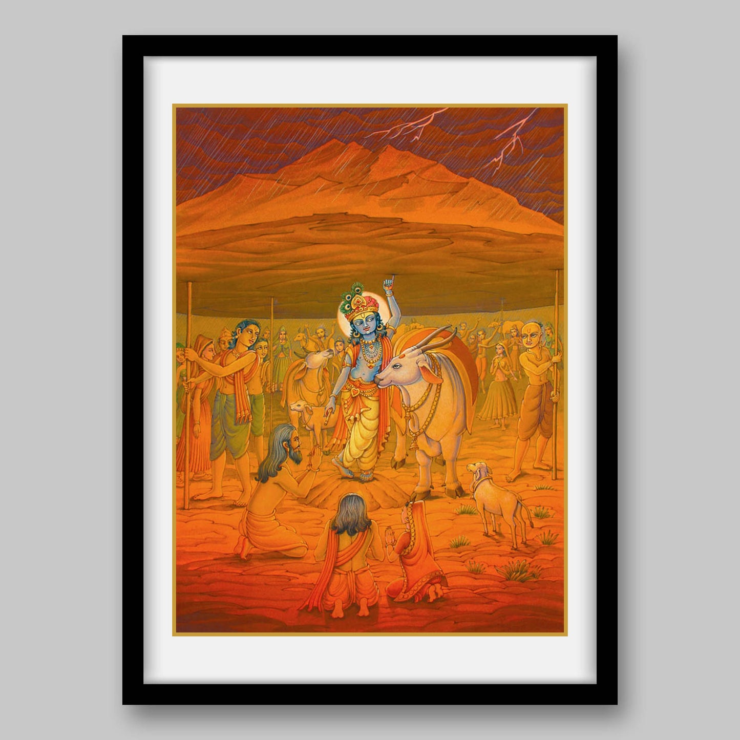 Krishna – Govardhan Parvat- High Quality Print of Artwork by Pieter Weltevrede
