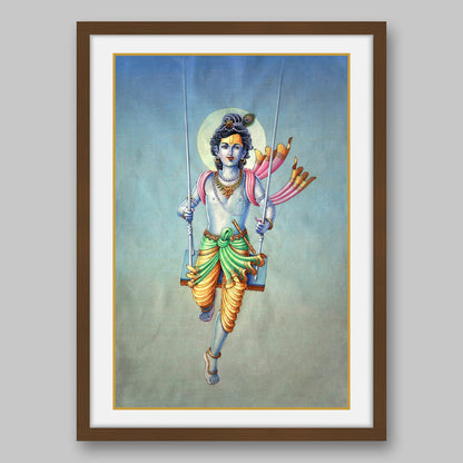 Krishna On Swing – High Quality Print of Artwork by Pieter Weltevrede