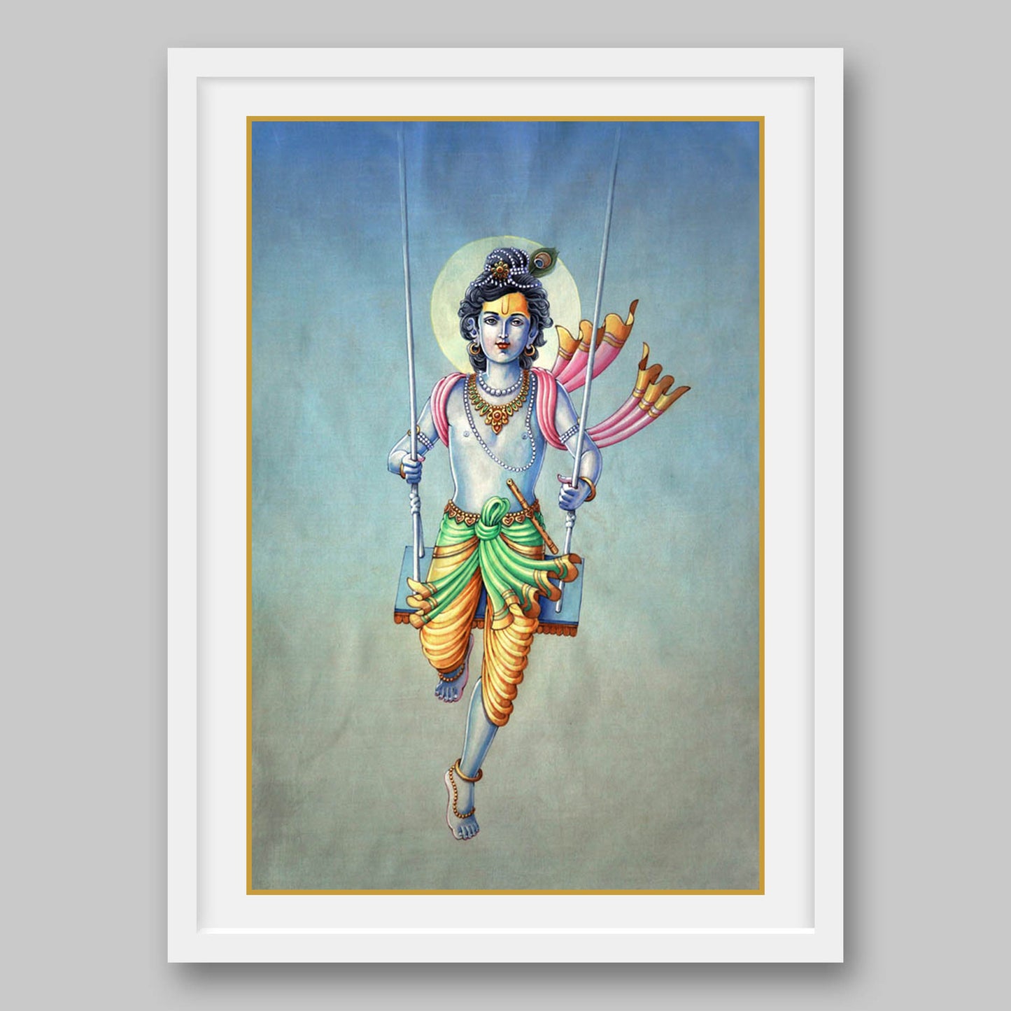 Krishna On Swing – High Quality Print of Artwork by Pieter Weltevrede