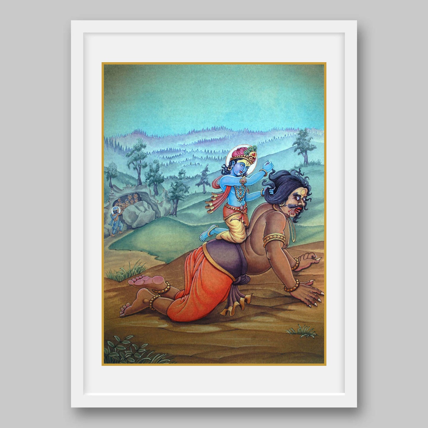 Lord Krishna with Demon - High Quality Print of Artwork by Pieter Weltevrede