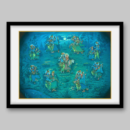 Krishna – Raas Leela – High Quality Print of Artwork by Pieter Weltevrede