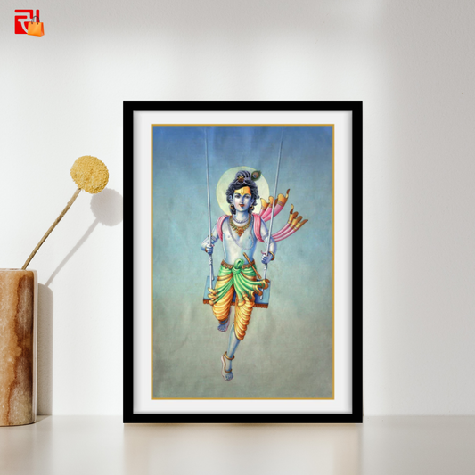 Krishna On Swing – High Quality Print of Artwork by Pieter Weltevrede