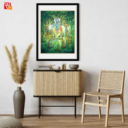 Krishna playing flute – High Quality Print of Artwork by Pieter Weltevrede