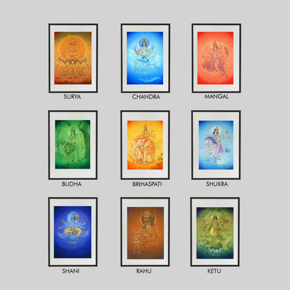 Navagraha Deity Form Set – The 9 Planetary Deities High-Quality Art Prints by Pieter Weltevrede