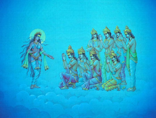 Eight Vasus appealing to River Goddess Ganga – High Quality Print of Artwork by Pieter Weltevrede