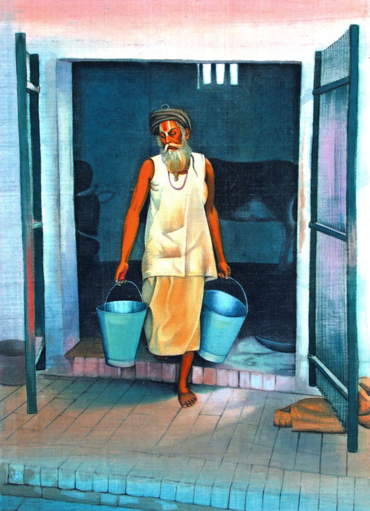 Sadhu with Buckets - High Quality Print of Artwork by Pieter Weltevrede