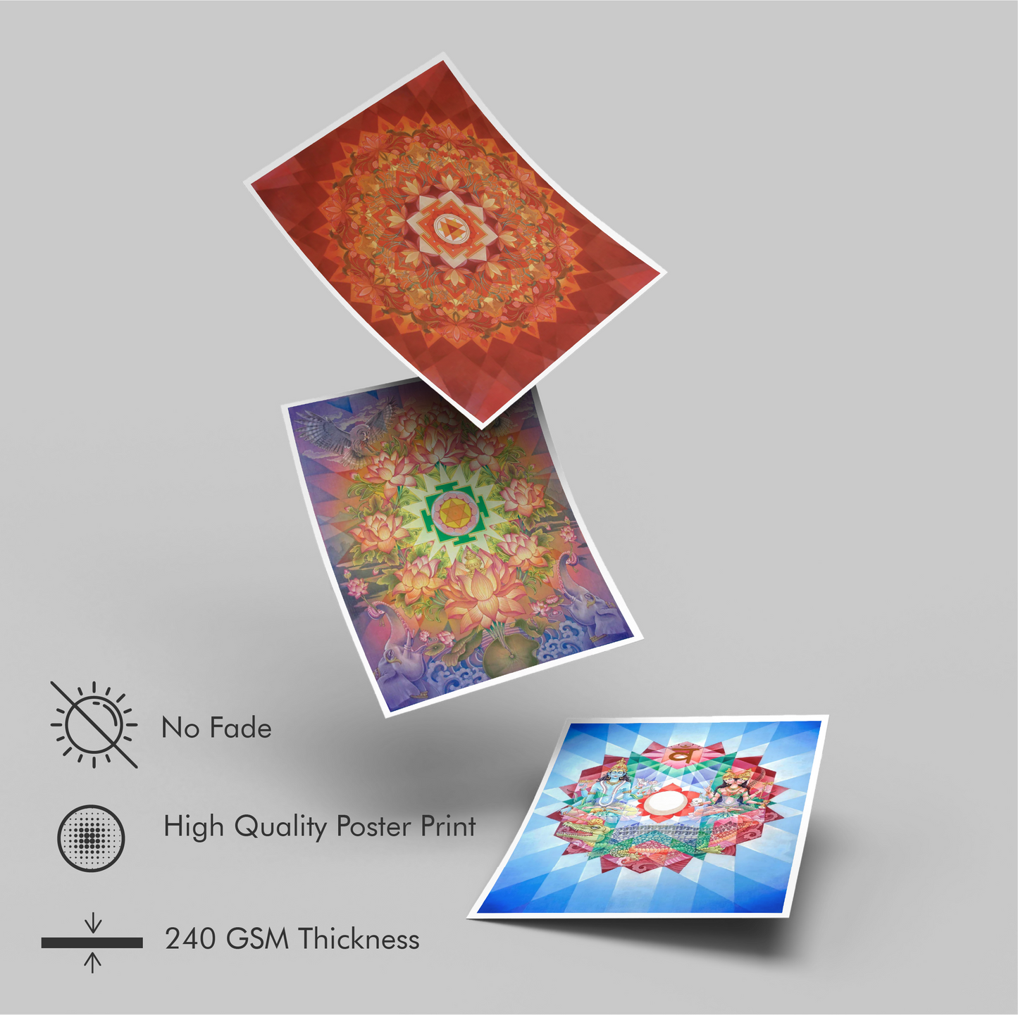 Tridevi Yantras Set – Maa Lakshmi, Maa Saraswati & Maa Durga High-Quality Art Prints by Pieter Weltevrede