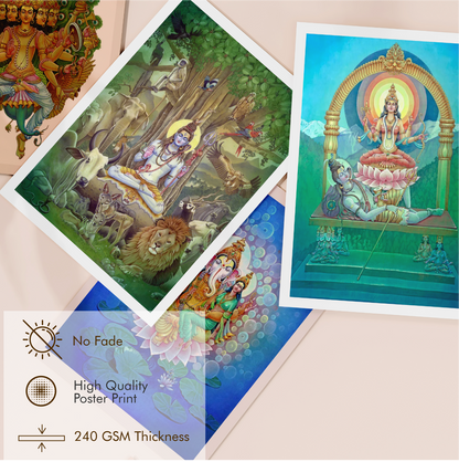 Shiva Family Combo Set – Shiva, Parvati, Ganesha & Kartikeya High-Quality Art Prints by Pieter Weltevrede