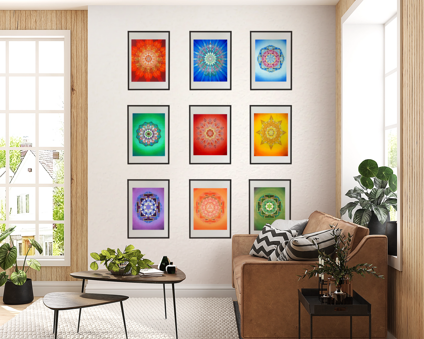 Set of 9 Astrology Planet Yantras - High Quality Print of Artwork by Pieter Weltevrede