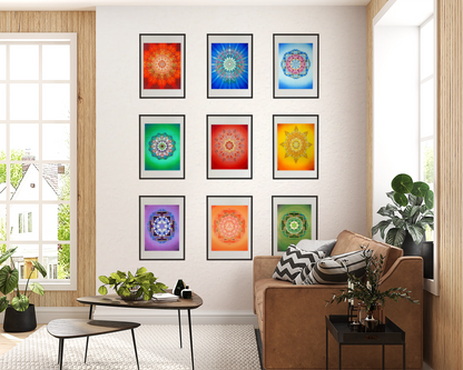 Set of 9 Astrology Planet Yantras - High Quality Print of Artwork by Pieter Weltevrede