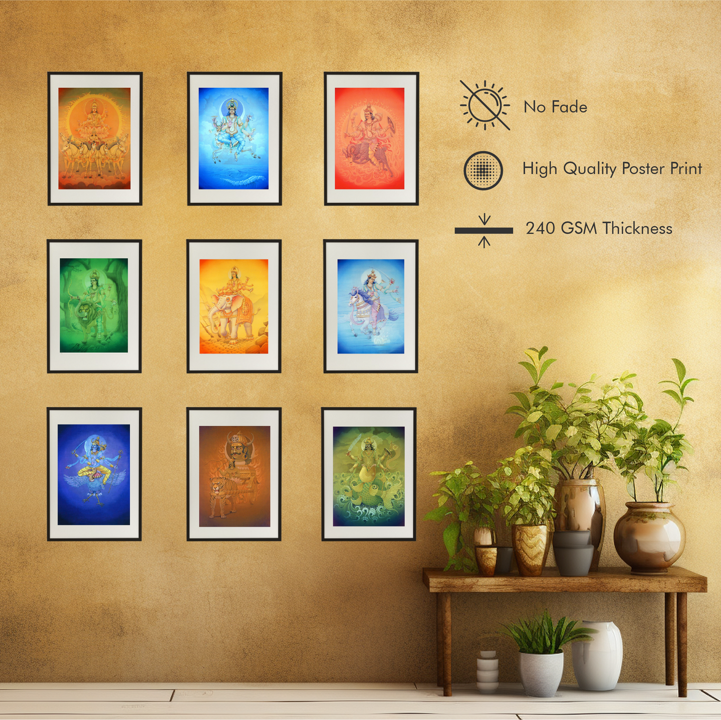 Navagraha Deity Form Set – The 9 Planetary Deities High-Quality Art Prints by Pieter Weltevrede