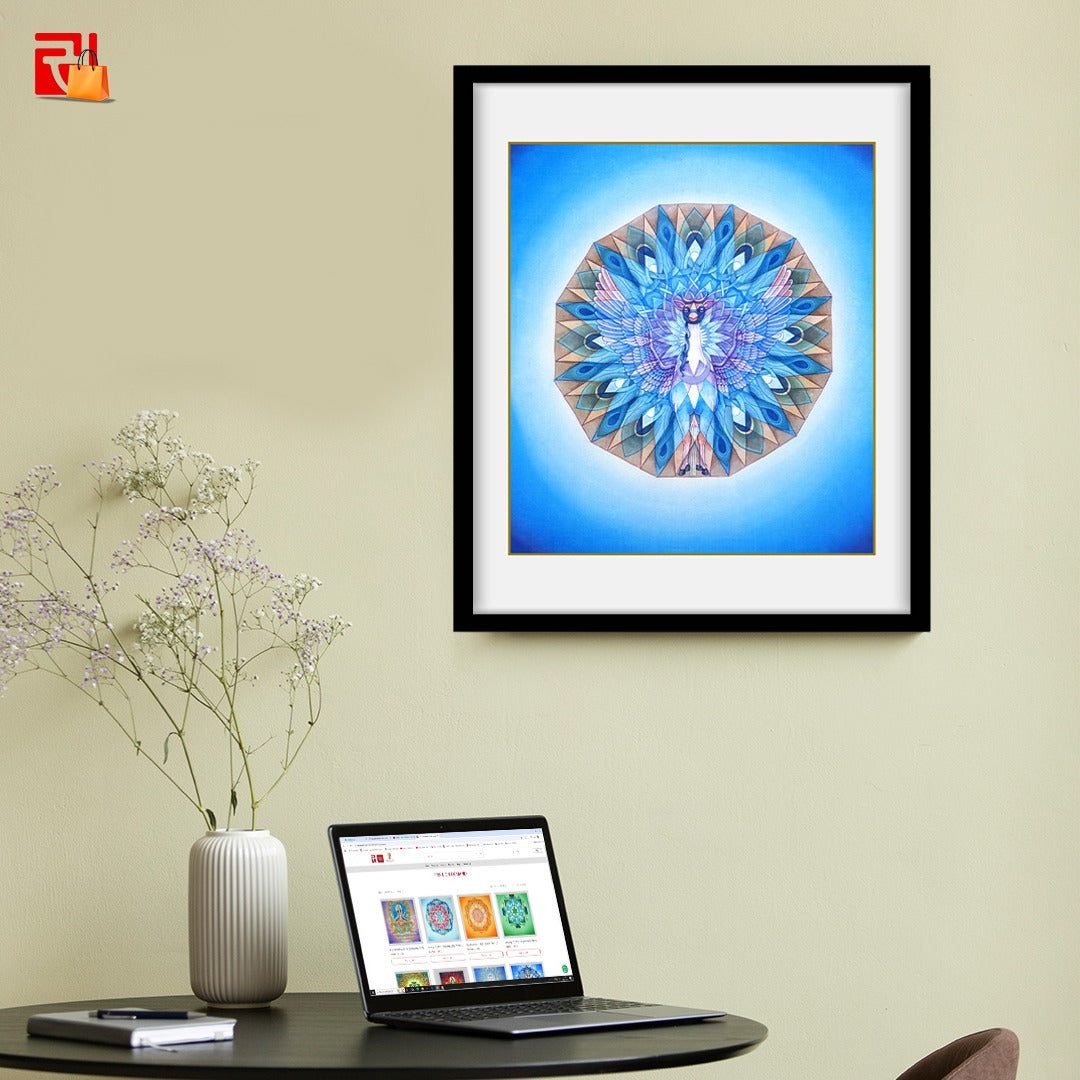 Moon and Kaamdhenu Yantra - High Quality Print of Artwork by Pieter Weltevrede - Home Decor