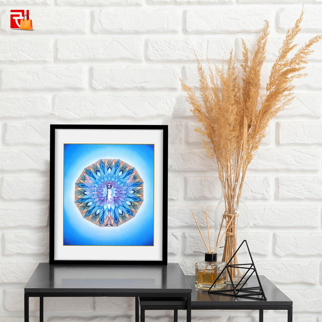 Moon and Kaamdhenu Yantra - High Quality Print of Artwork by Pieter Weltevrede - Home Decor