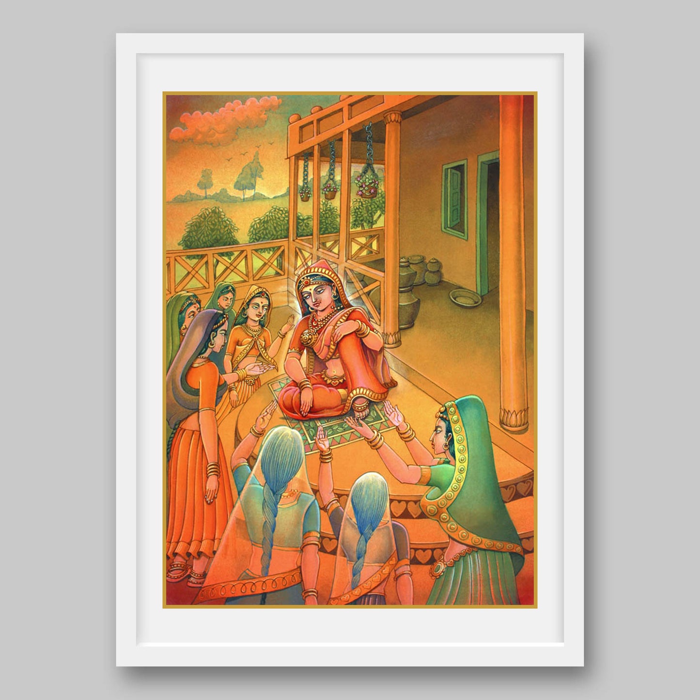 Yashoda with Gopikas – High Quality Print of Artwork by Pieter Weltevrede