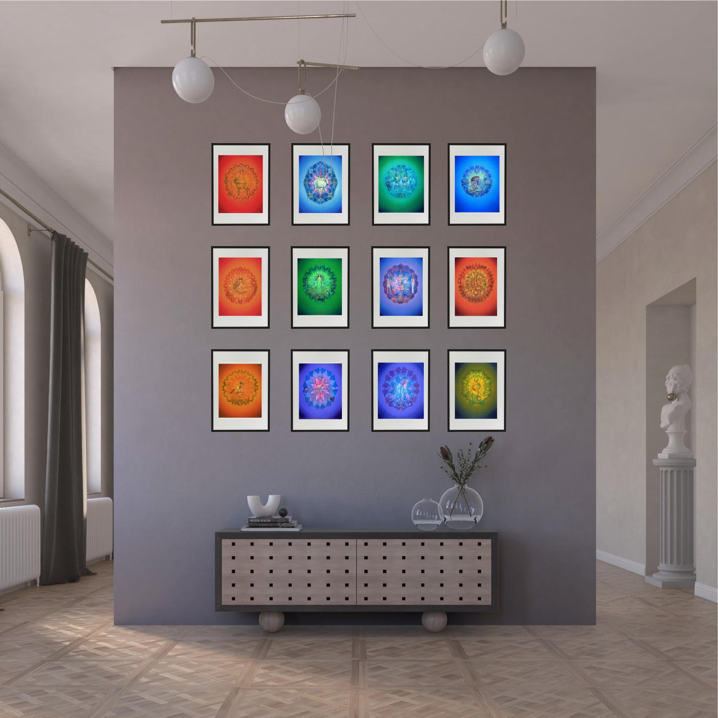 All Zodiac Mandala Art Set – The 12 Vedic Zodiac Signs High-Quality Art Prints by Pieter Weltevrede