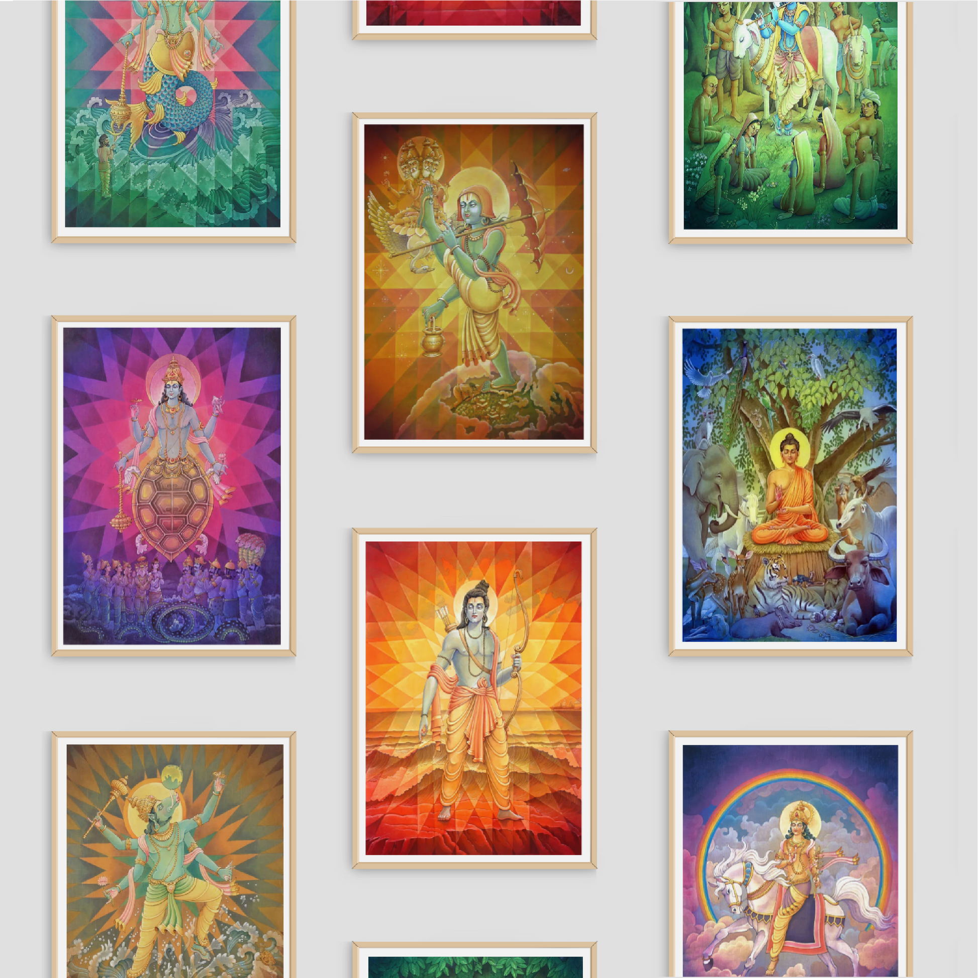 Dashavatar Art Print Set – The Ten Avatars of Vishnu High-Quality Art Prints by Pieter Weltevrede