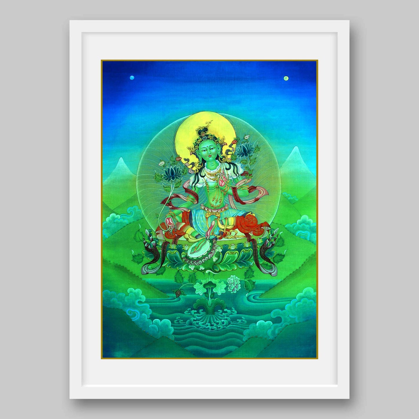 Green Tara – The Female Boddhisatva and Remover of Fear- High Quality Print of Artwork by Pieter Weltevrede