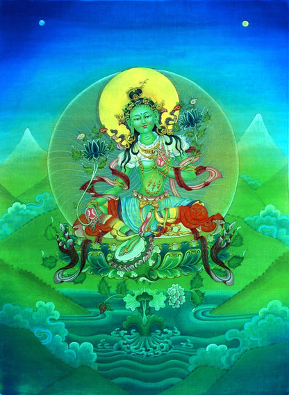 Green Tara – The Female Boddhisatva and Remover of Fear- High Quality Print of Artwork by Pieter Weltevrede