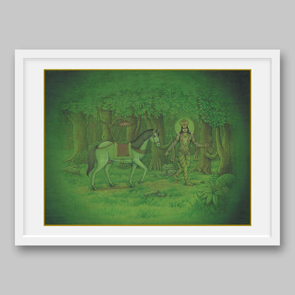 Indra, the King of Devas, stealing the horse – High Quality Print of Artwork by Pieter Weltevrede