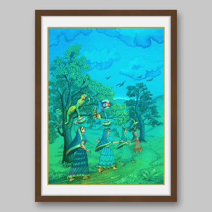 Krishna and Gopikas - High Quality Print of Artwork by Pieter Weltevrede