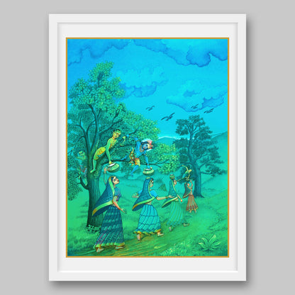 Krishna and Gopikas - High Quality Print of Artwork by Pieter Weltevrede