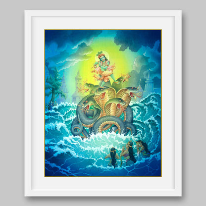 Krishna with Kaliya Naag – High Quality Print of Artwork by Pieter Weltevrede