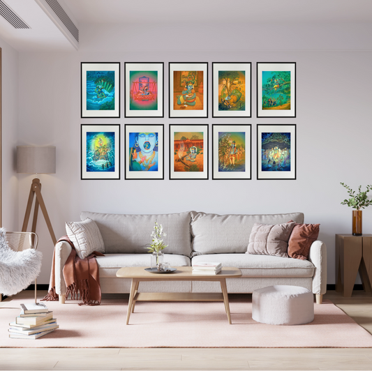 Tridevi Yantras Set – Maa Lakshmi, Maa Saraswati & Maa Durga High-Quality Art Prints by Pieter Weltevrede