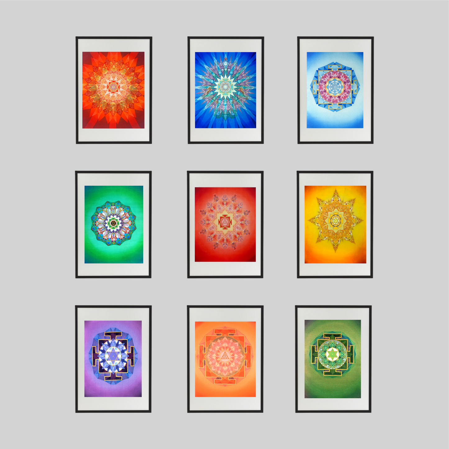 Set of 9 Astrology Planet Yantras - High Quality Print of Artwork by Pieter Weltevrede