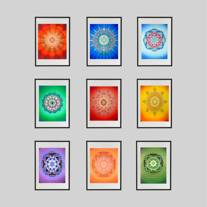 Set of 9 Astrology Planet Yantras - High Quality Print of Artwork by Pieter Weltevrede