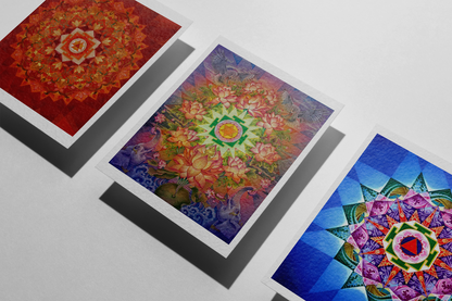 Tridevi Yantras Set – Maa Lakshmi, Maa Saraswati & Maa Durga High-Quality Art Prints by Pieter Weltevrede