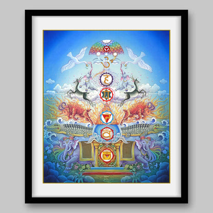 Animal symbols of Seven Chakras – High Quality Print of Artwork by Pieter Weltevrede